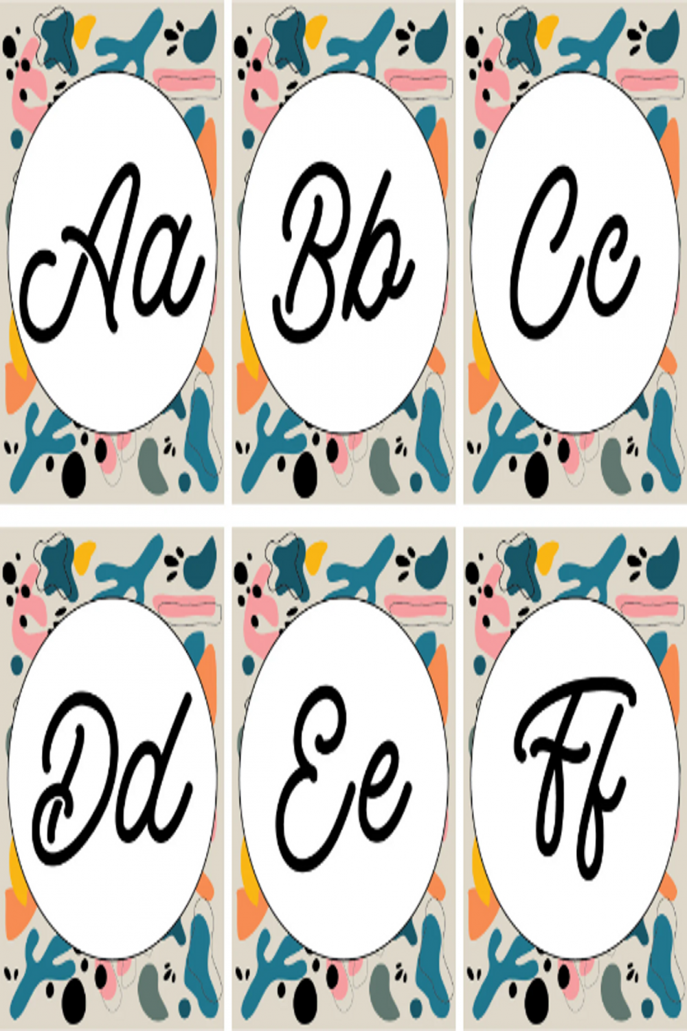 Retro Brights Cursive Alphabet Posters - Printable PDF