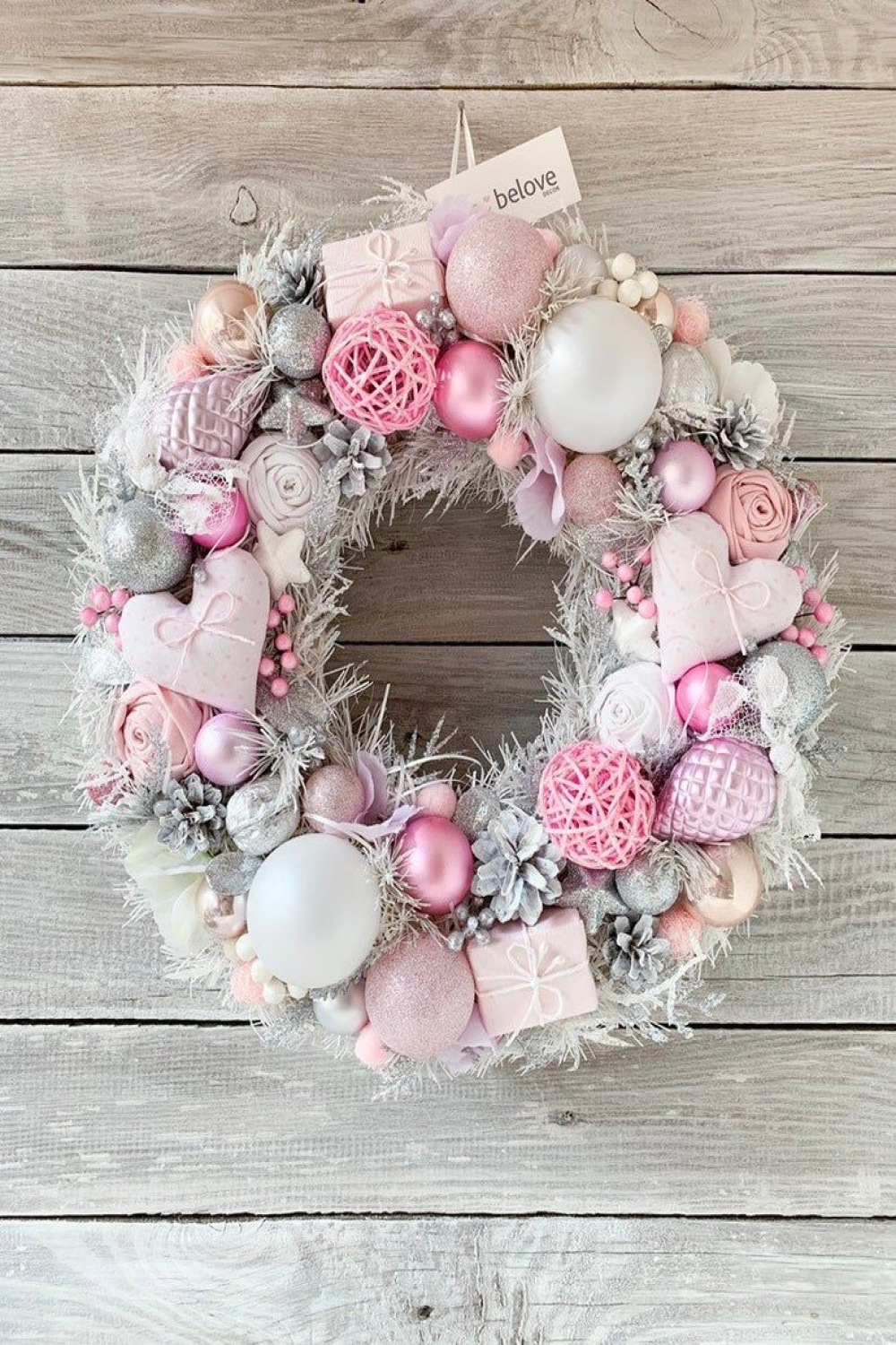 Rhapsody of Pastel Pink Christmas Door Wreaths  Pastel christmas