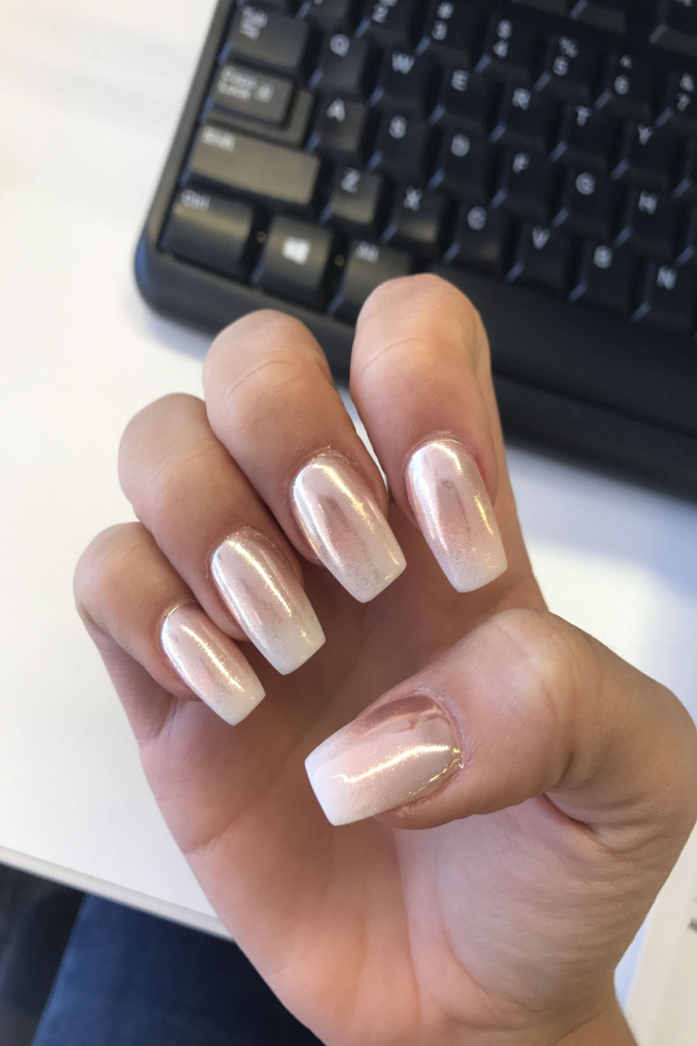 Rose gold chrome ombré nails  Prom nails silver, Prom nails