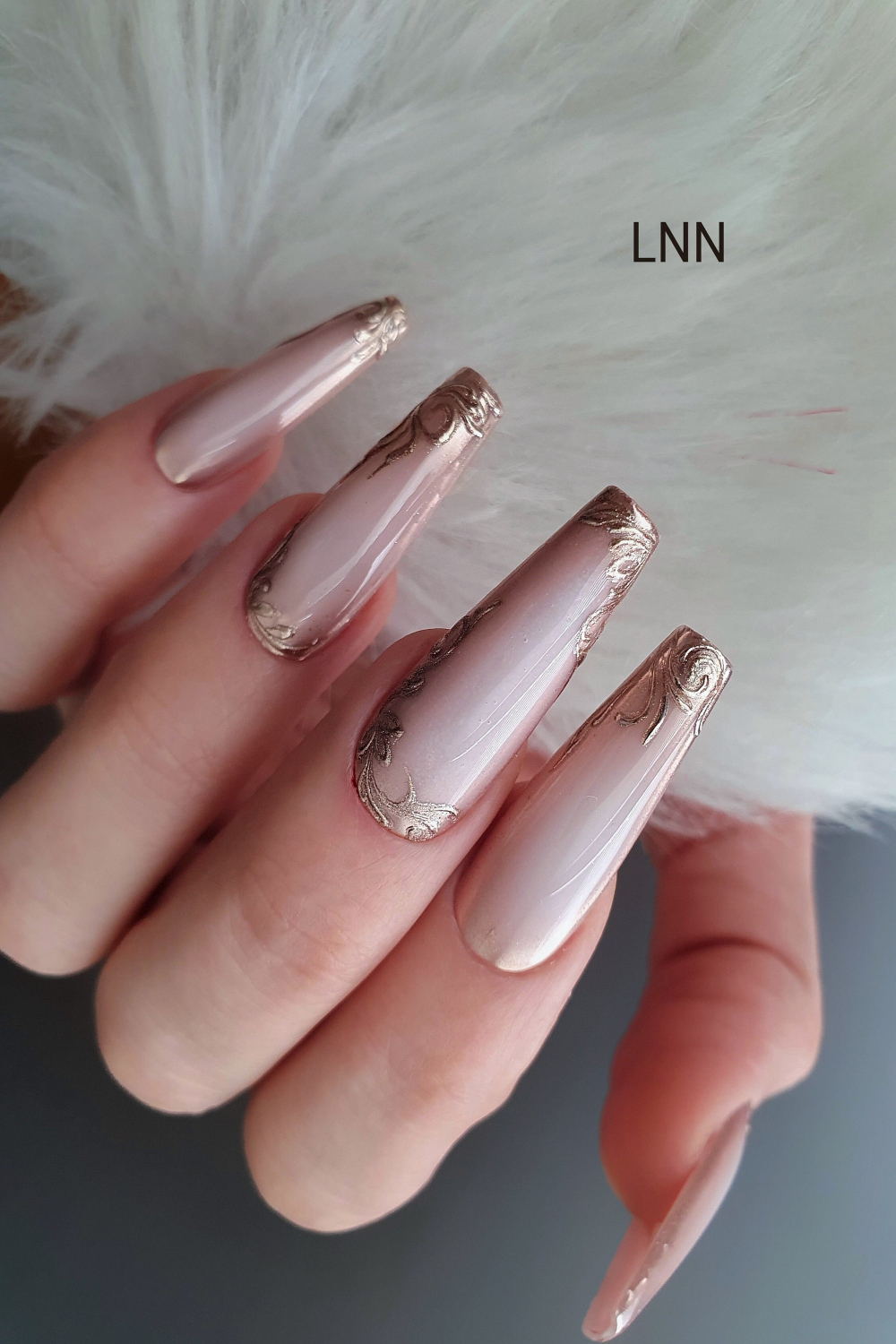 Rose gold nails Rose gold chrome nails Ombre nails Press on - Etsy