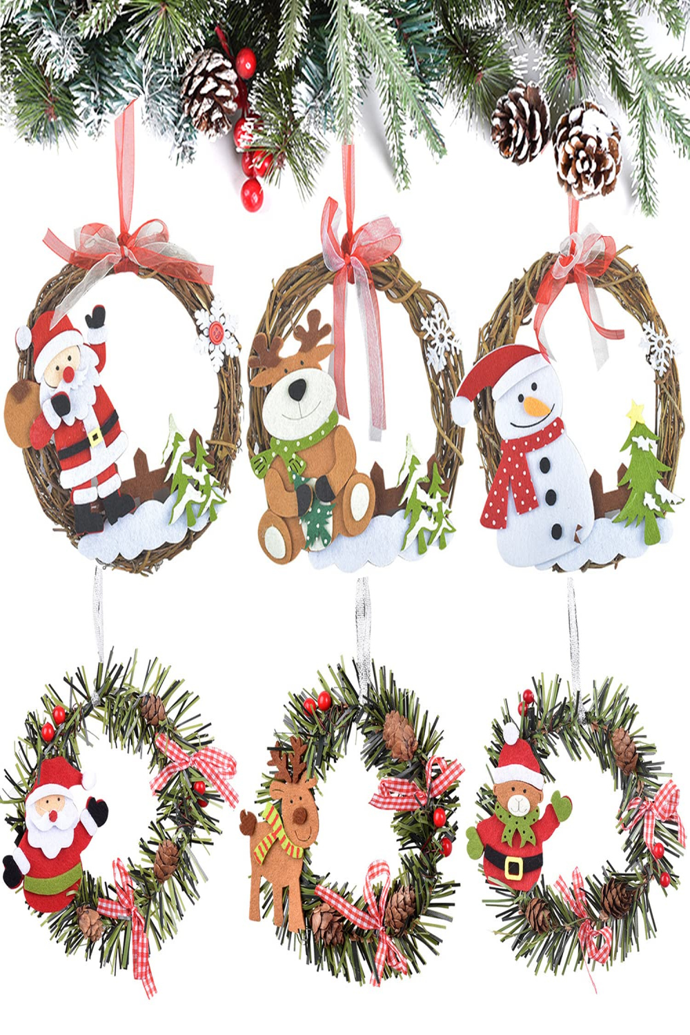 Saijer Small Christmas Wreath Christmas Door Wreath Decorative Wreath  Rattan Wreath Christmas Pendant Christmas Decoration Christmas Tree Hanging