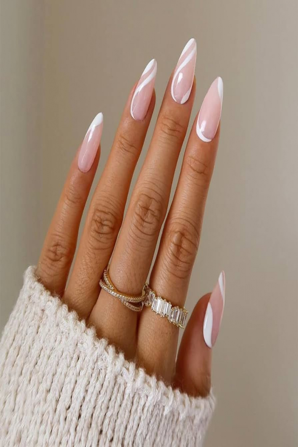 Sethexy Abstract Almond Shape False Nails, French Press On Nails, Swirl  Fingernails Pack of , Acrylic Nails for Women and Girls