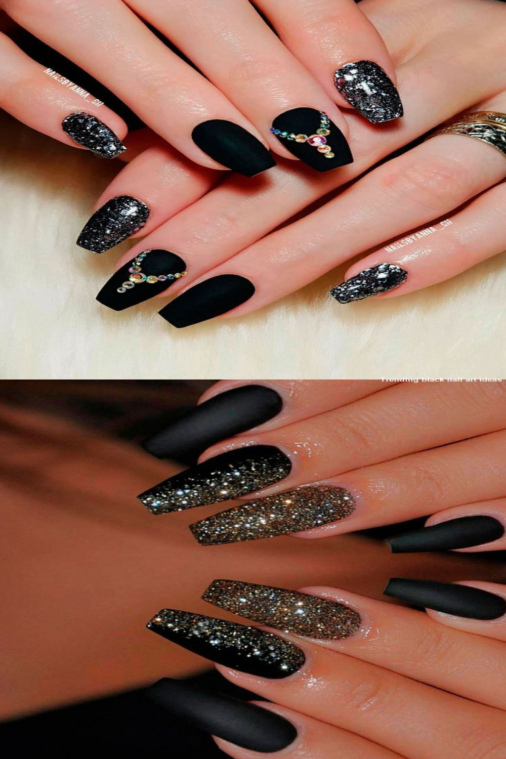 Simple Black Nail Art Design Ideas #naildesigns  Shiny nails