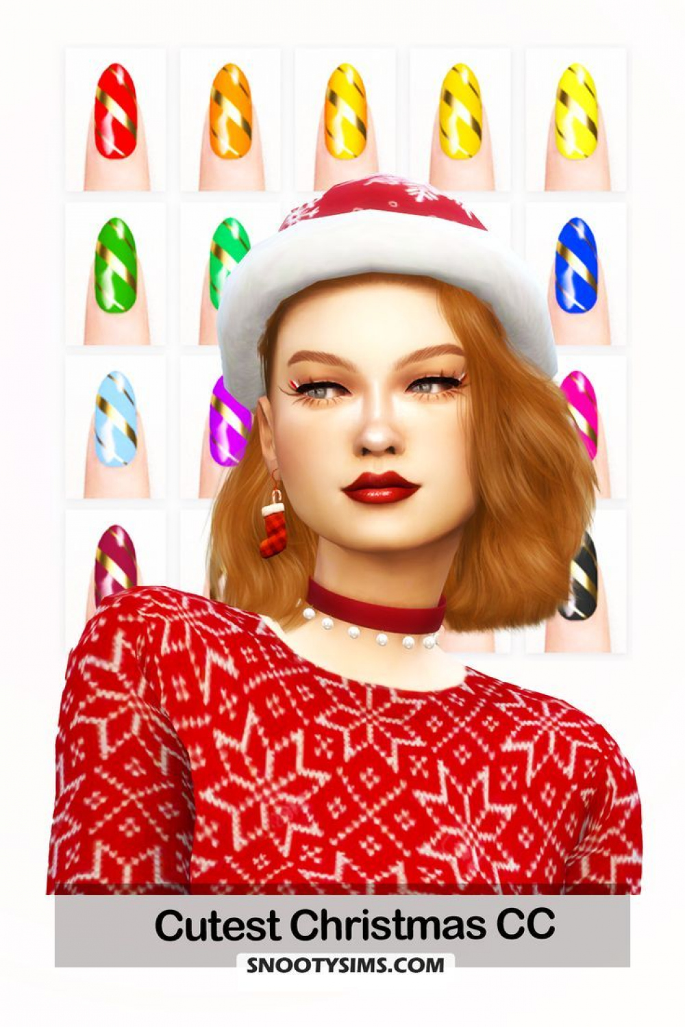 + Sims  Christmas CC (Christmas Nails, Clothes, Accessories