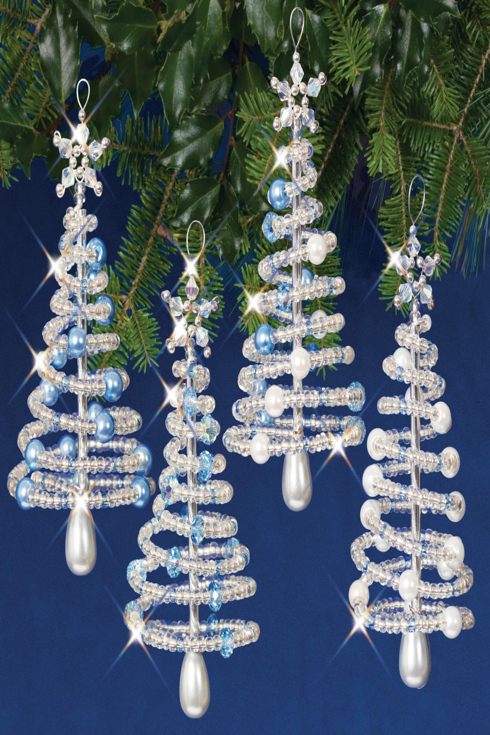 Solid Oak: Beaded Ornament Kit: Christmas Trees