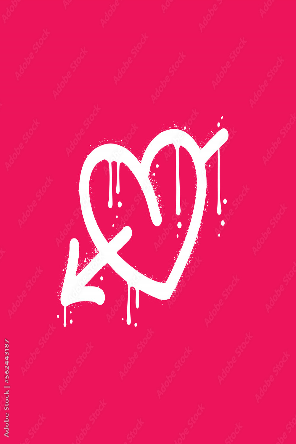 Spray urban graffiti heart icon pierced with arrow