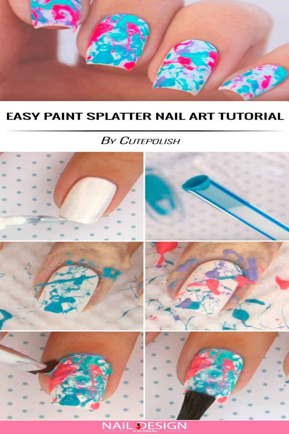 Super Easy Nail Designs DIY Tutorials  Splatter nails, Diy