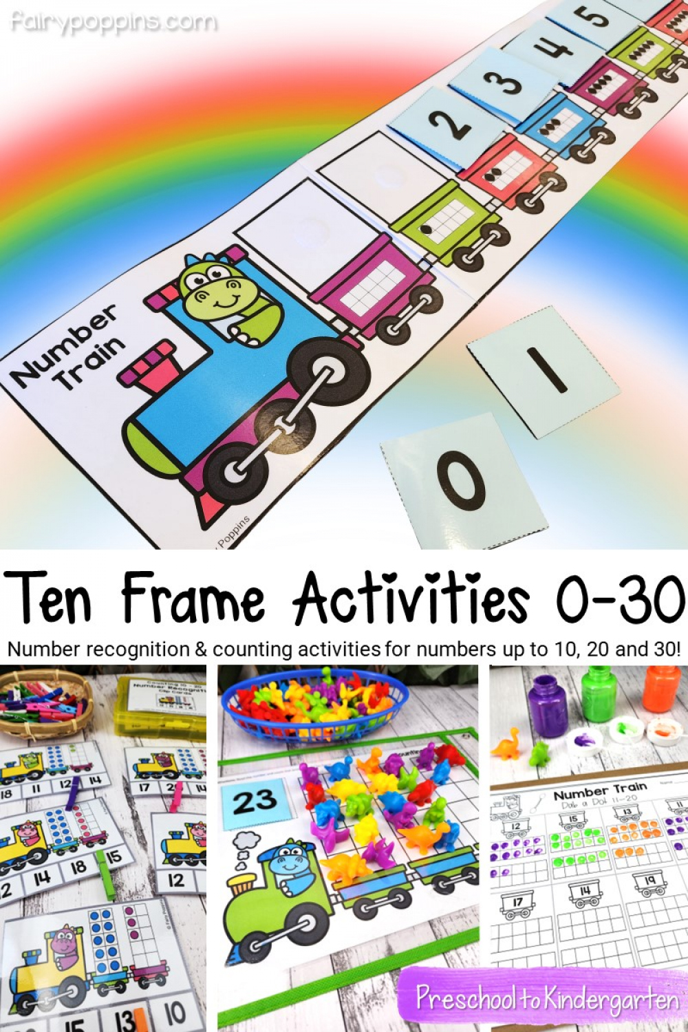 Ten Frames Activities for Numbers  to 3 - Fairy Poppins