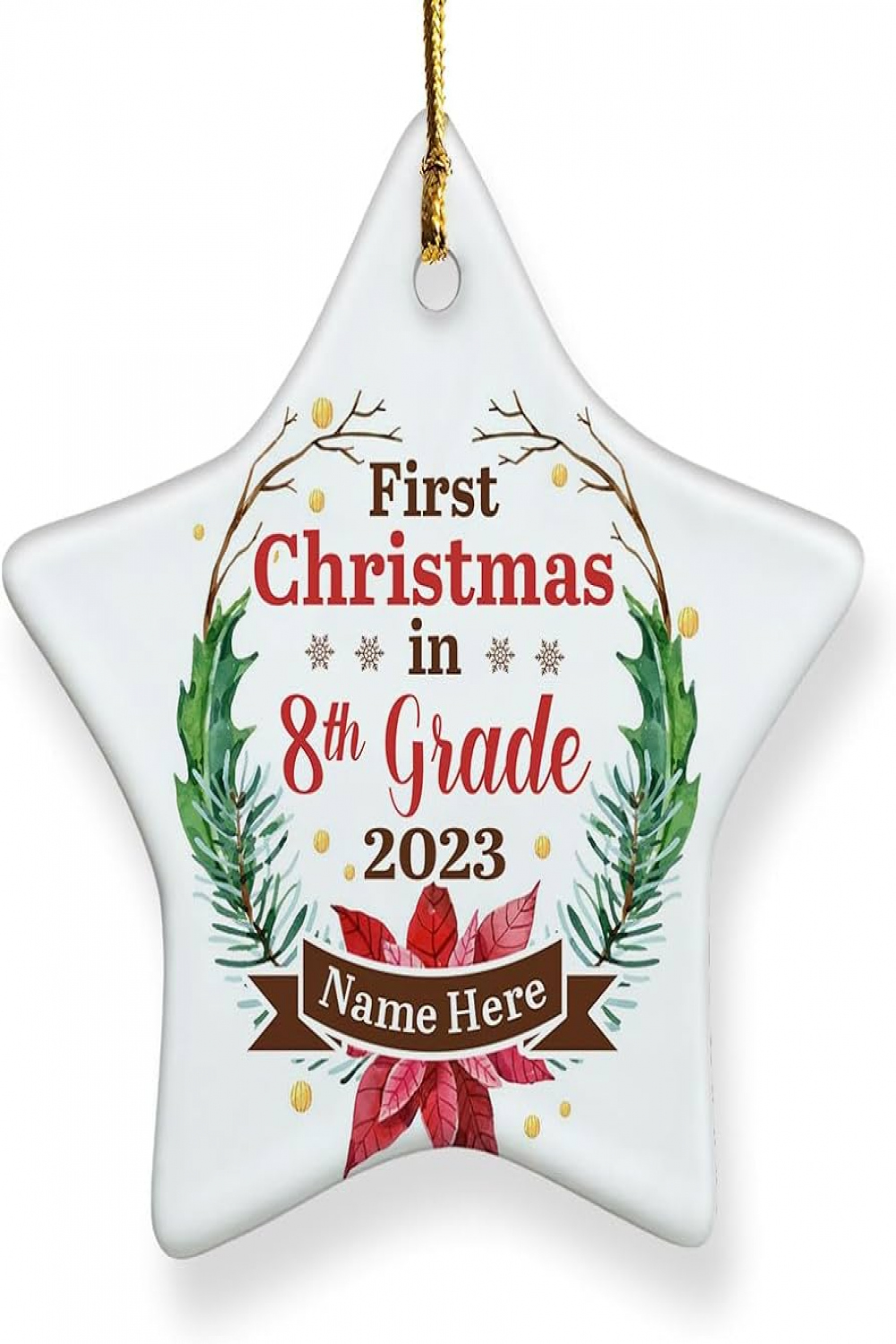 th Grade Personalized Ornaments First Christmas Funny Gifts for Students  Teachers Girls Boys Daughter Son Back to School Xmas Holiday Ceramic