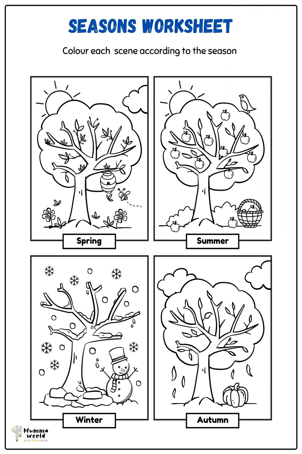 The Four Seasons Worksheet For The Kids  Colouring Worksheet