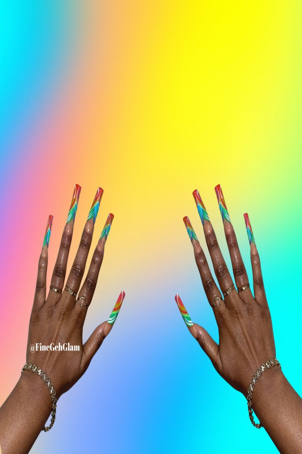 The s Neon Set Multicolor Press Ons Freaknik Nails - Etsy