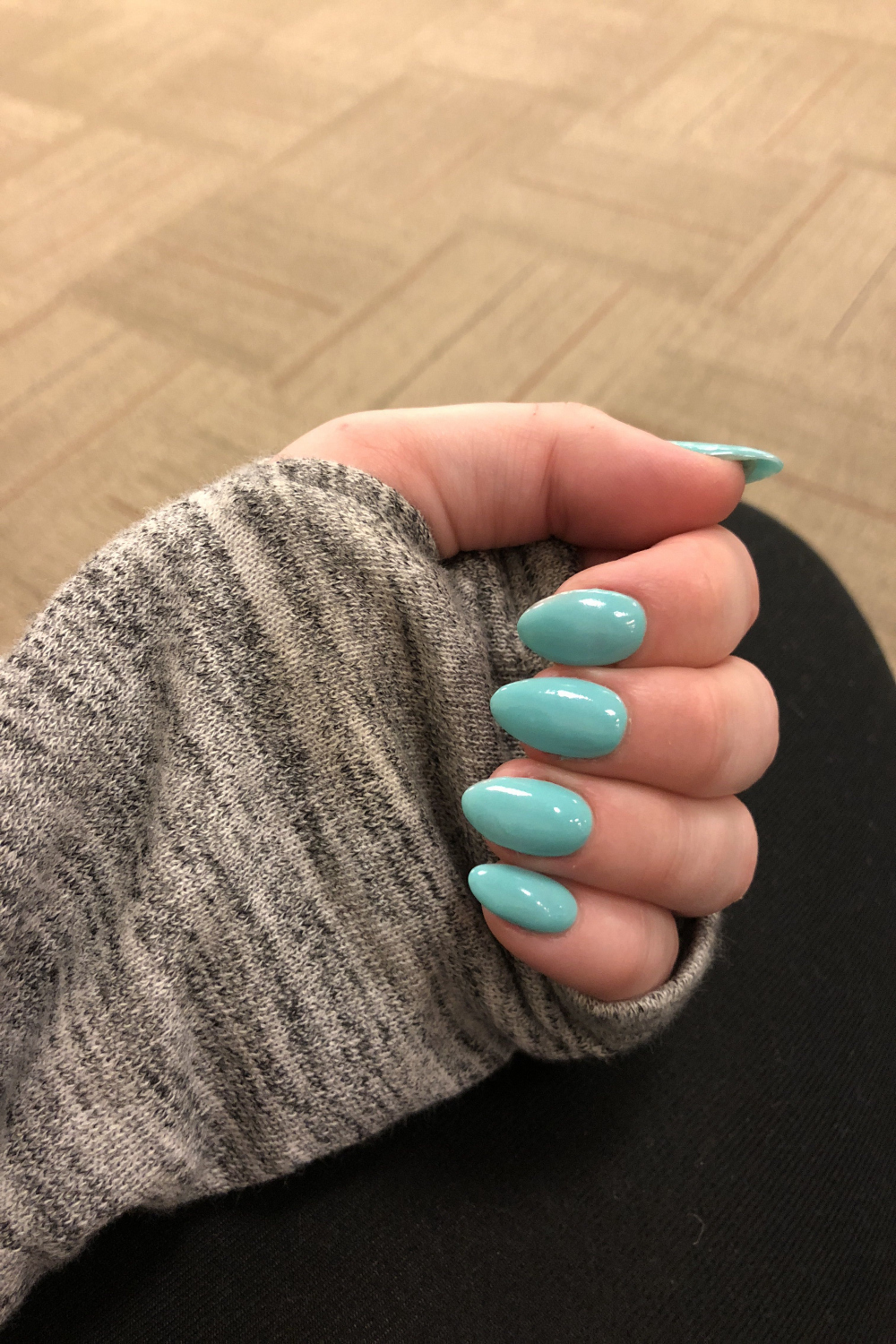 Tiffany Blue Almond  Teal nails, Teal acrylic nails, Tiffany nails