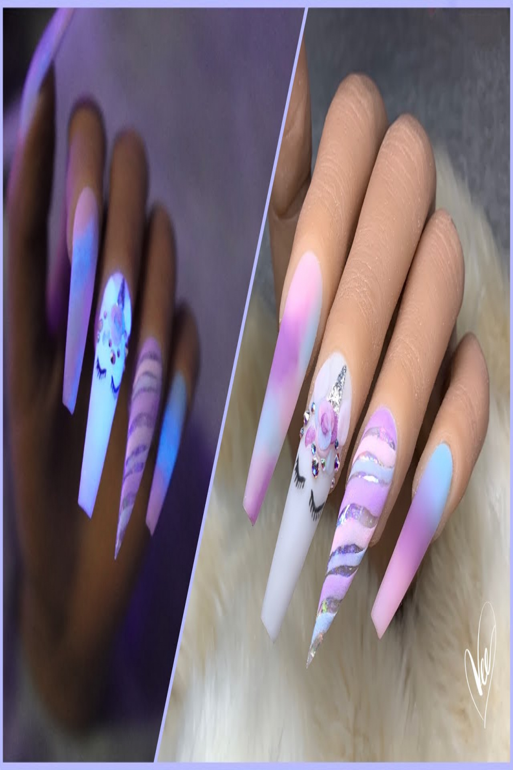 Unicorn Glow Nails  Nail Art Tutorial  Acrylic Nail Tutorial