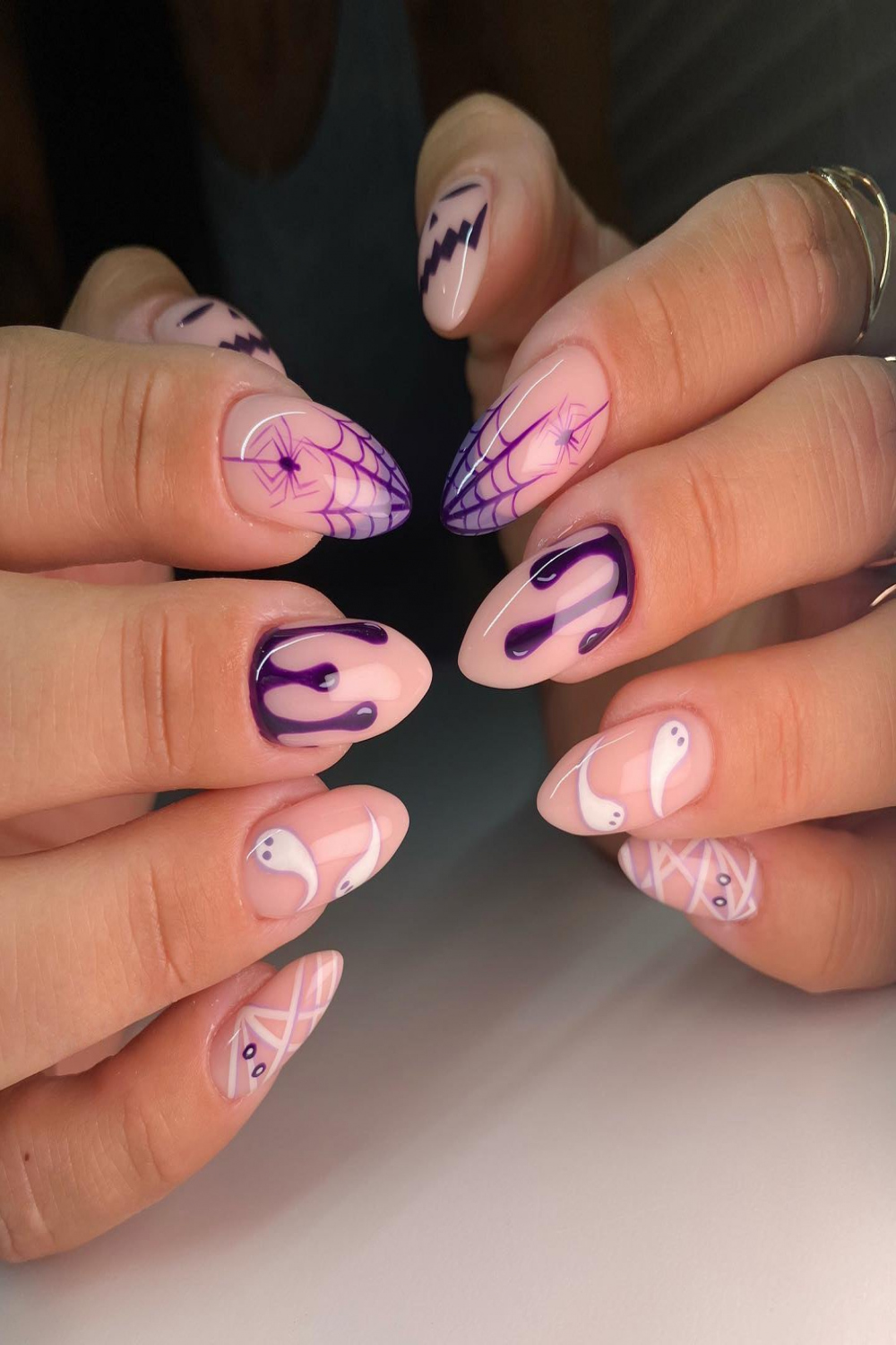 Unique Halloween Look Nails Medium Almond Purple – NOUMAY LIMITED