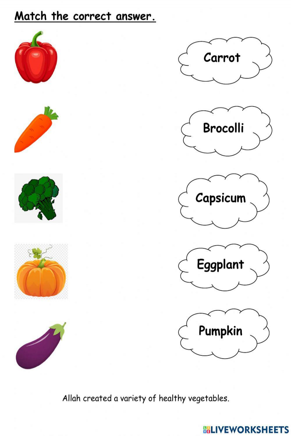 Vegetables online exercise for KINDERGARTEN  Live Worksheets