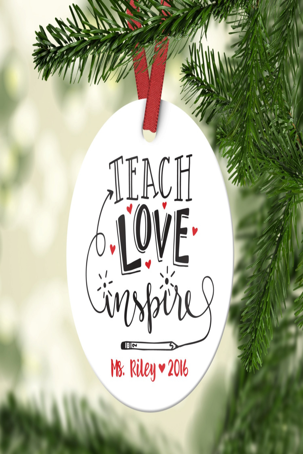 Weihnachten Geschenke für Lehrer Lehrer Geschenk personalisiert Lehrer  Weihnachten Geschenk Ornament Lehrer Weihnachten Ornament Teach Love Rot