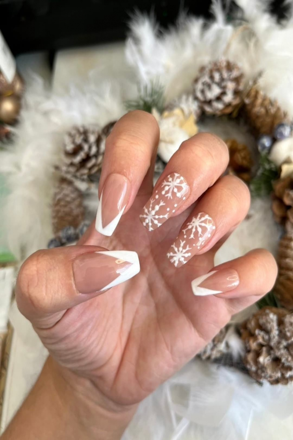 Weiße French Christmas Nails Christmas Press on Nails. French - Etsy