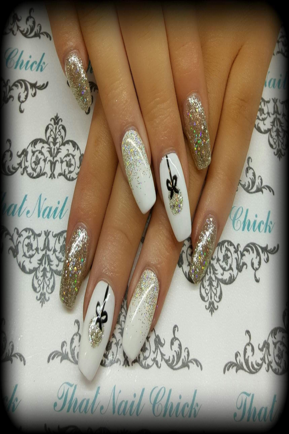 White and gold Christmas nails  Christmas nails, White nails with