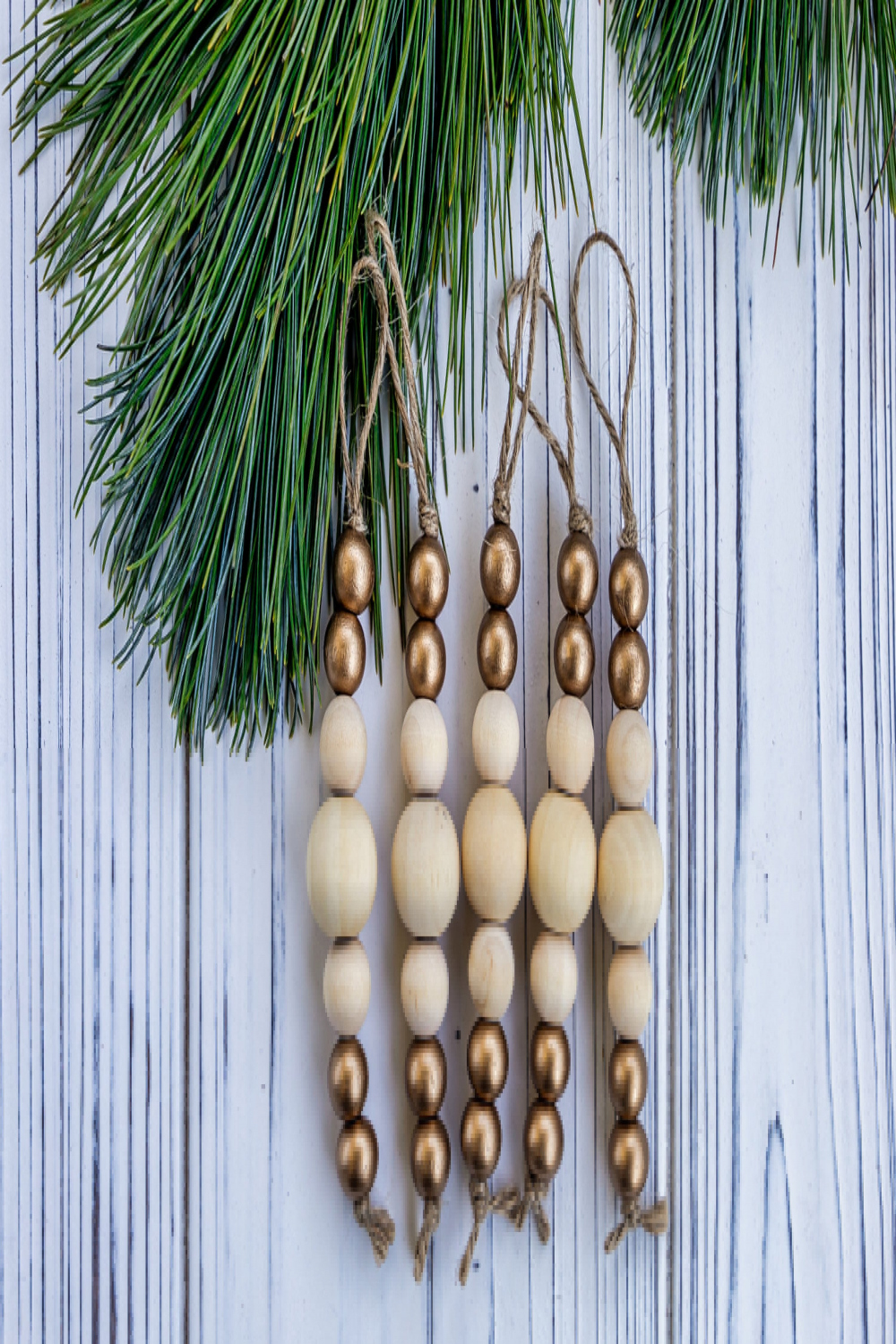 Wood Bead Ornament Boho Christmas Ornaments Minimal - Etsy