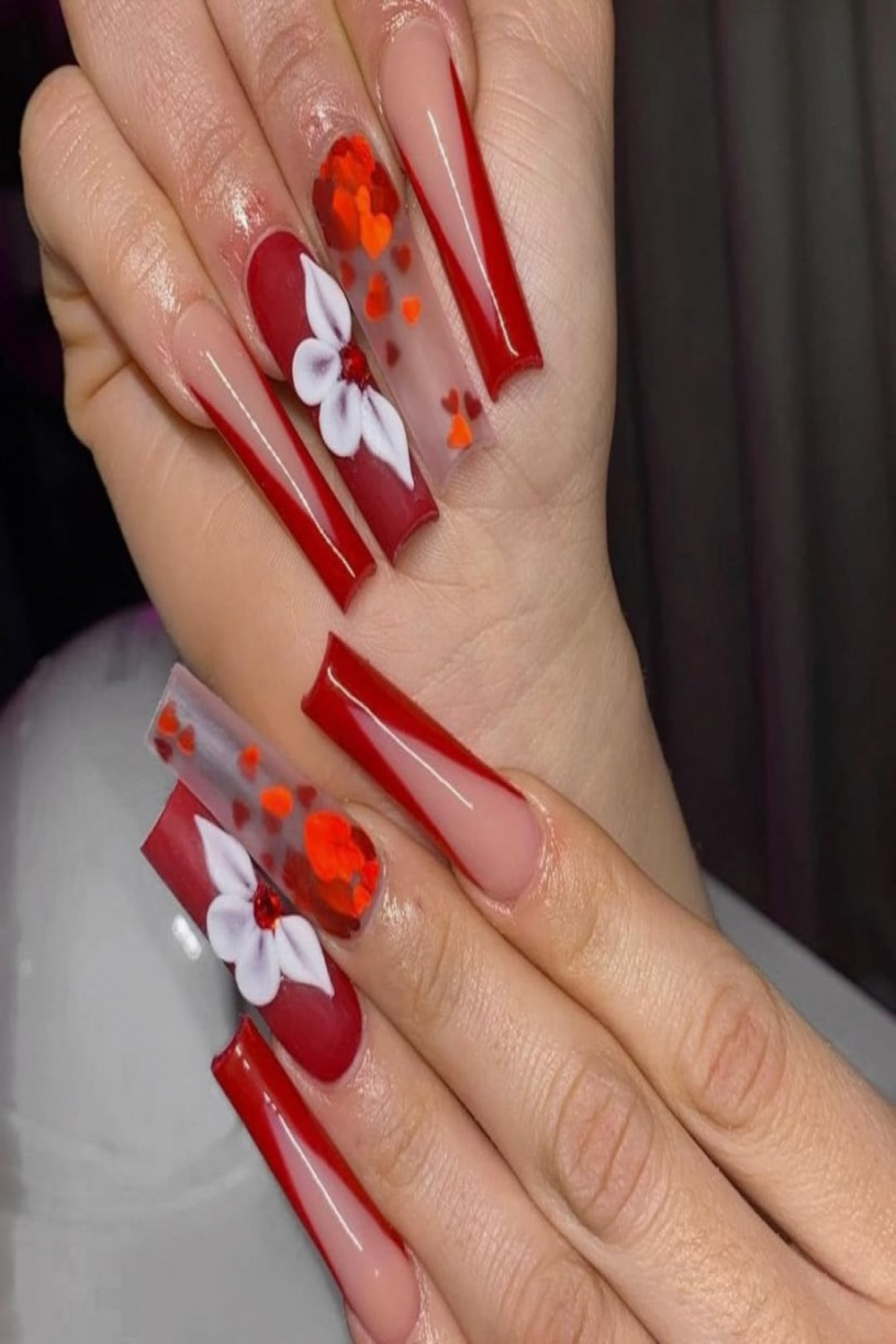 XoXo Glam Valentines Day nails red nails D acrylic - Etsy