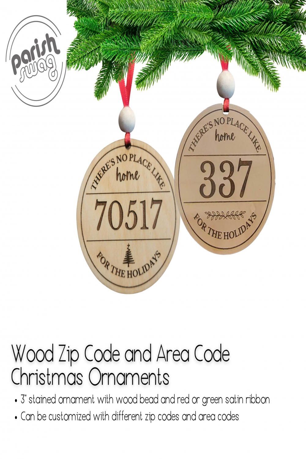 Zip Code and Area Code Christmas Ornaments