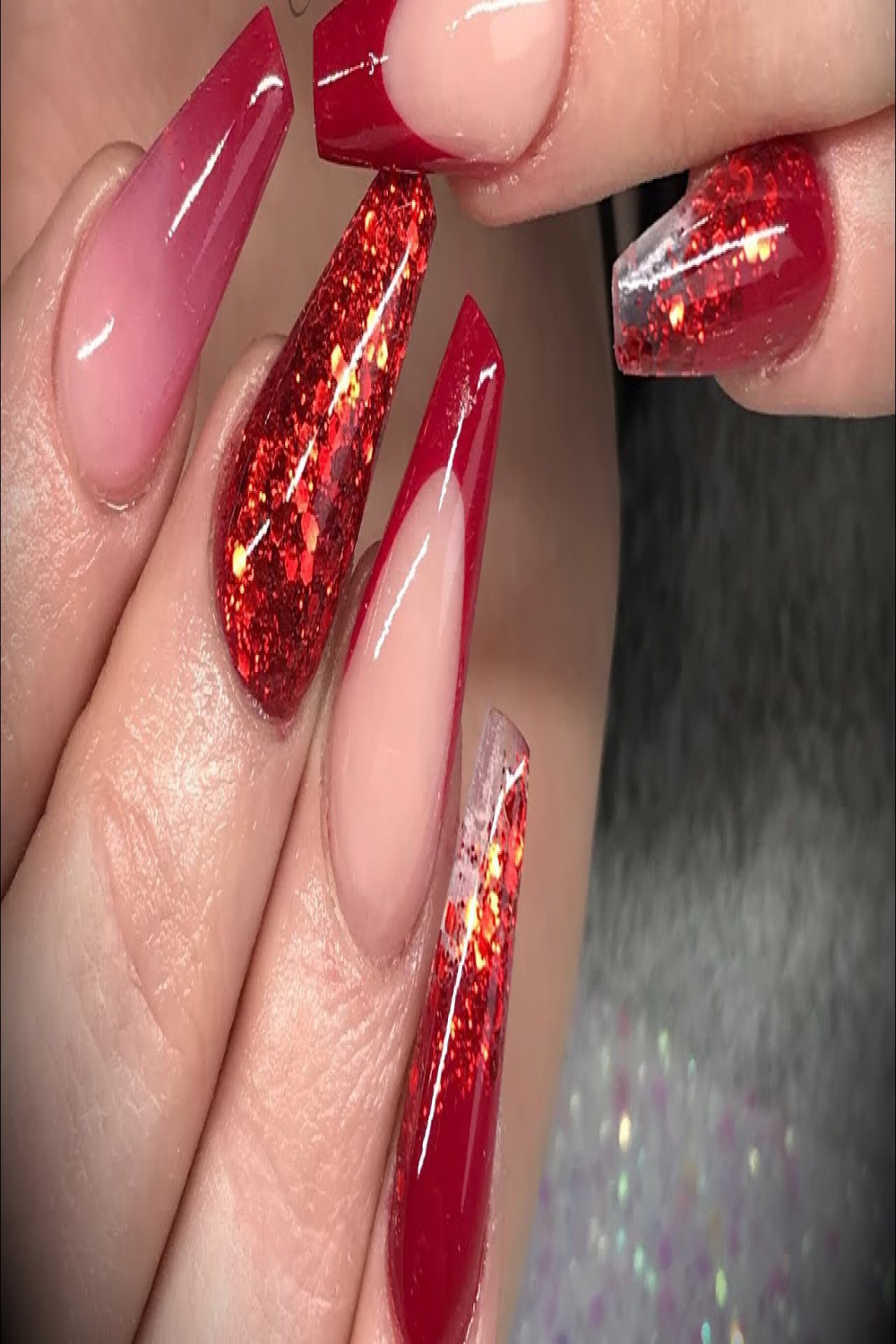 Acrylic nails - red design set