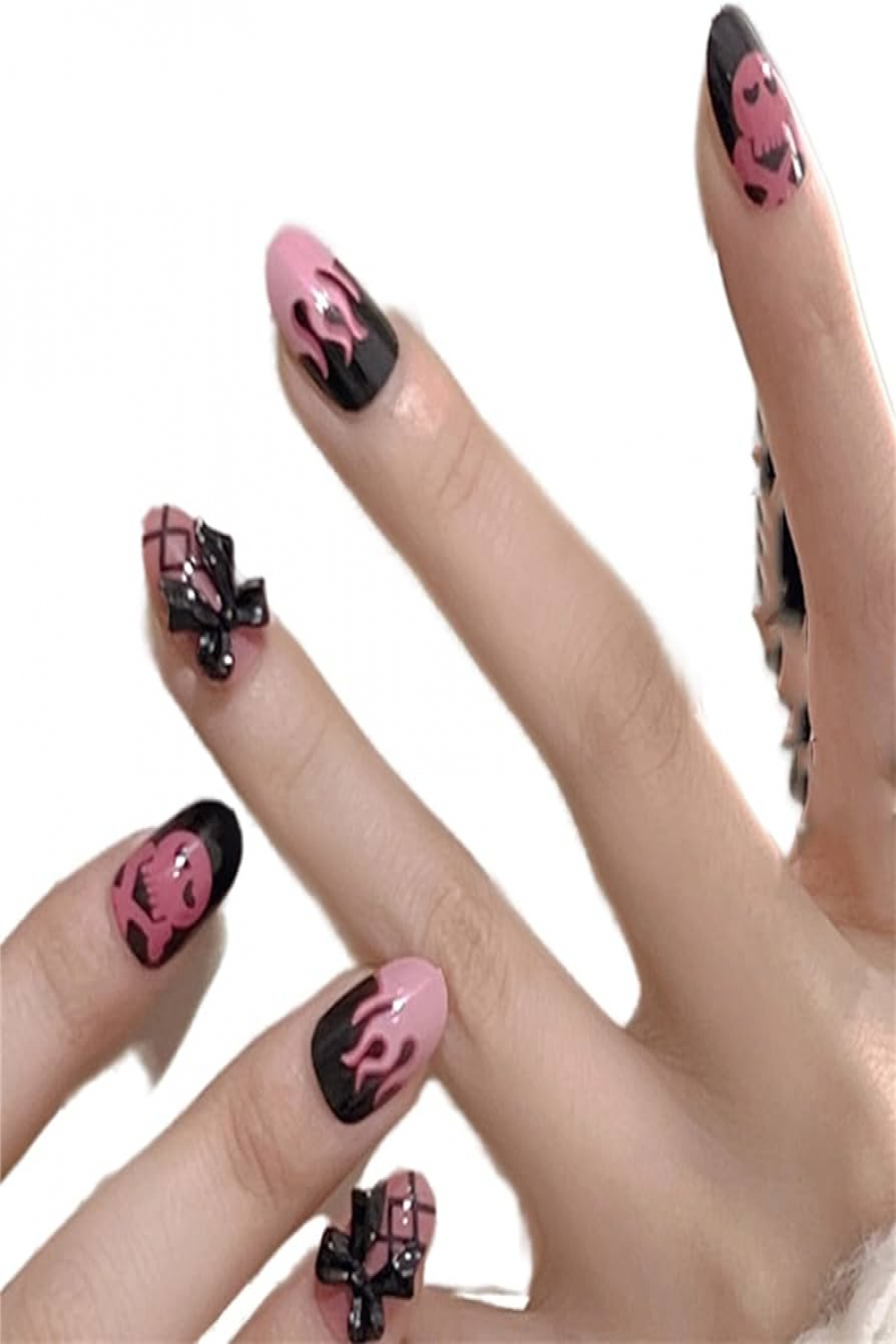 Almond False Nails Short Sharp Full Cover Glue Included Halloween