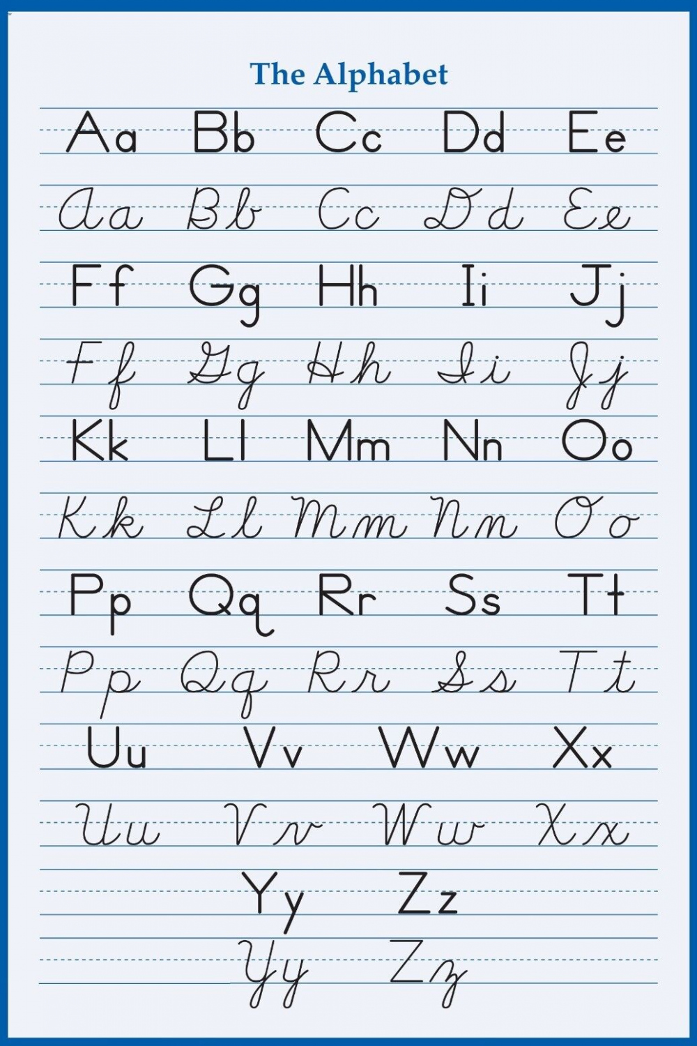 ALPHABET HANDWRITING CURSIVE POSTER  X  INCH school elementary letters  abc