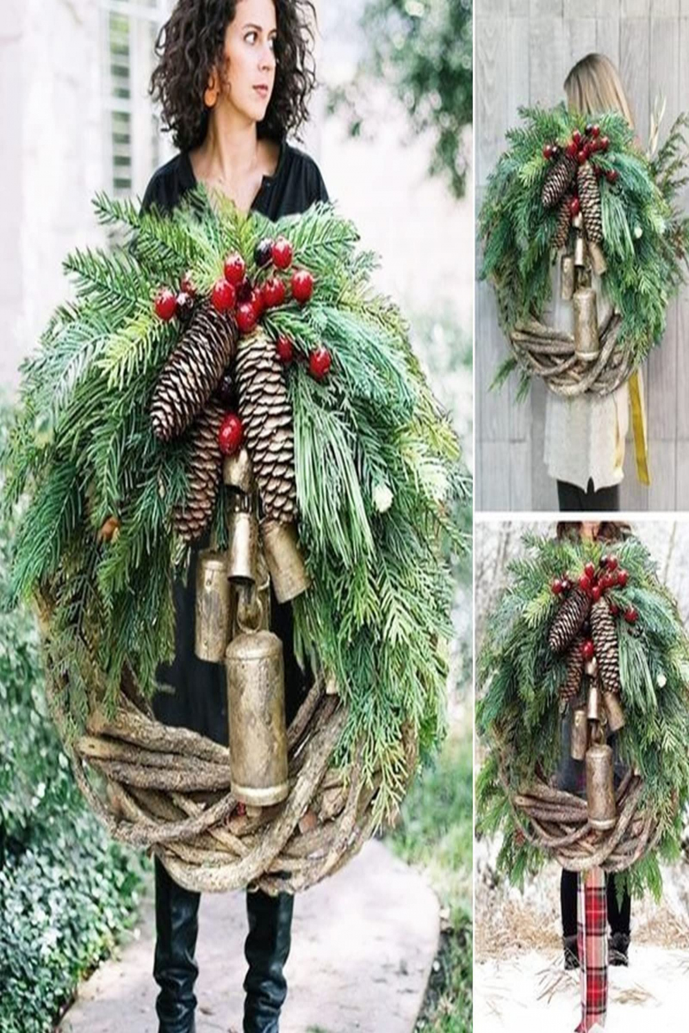 Amazon.com: Farmhouse Christmas Wreath Boho Holiday Wreath,