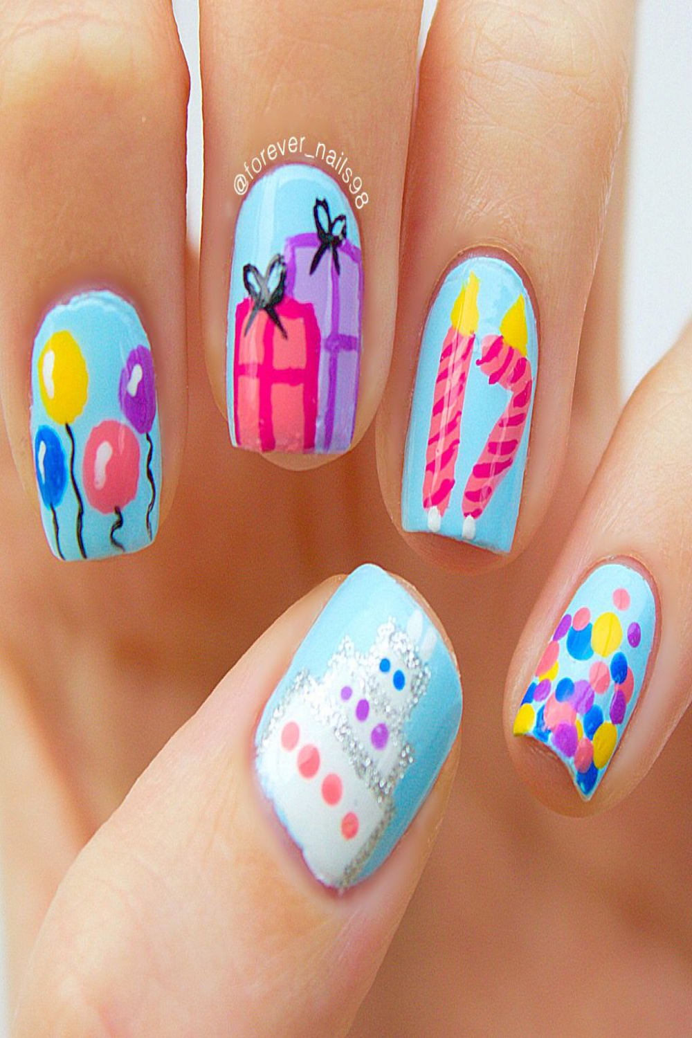 Birthday Nail Art #birthdaynailart #birthdaynails  Birthday nail