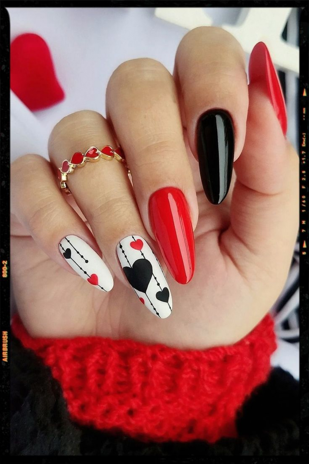 Black and Red Nails  Stylish nails, Gel nails, Valentines nails