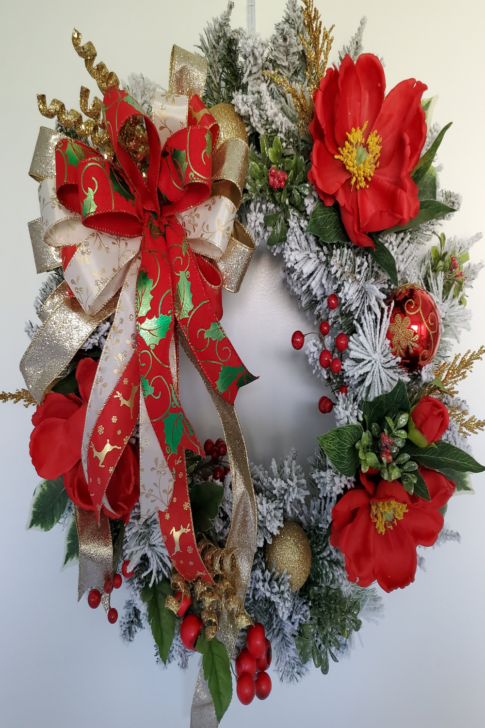 Bright Red Christmas Wreath Red Magnolia Front Door Wreath - Etsy