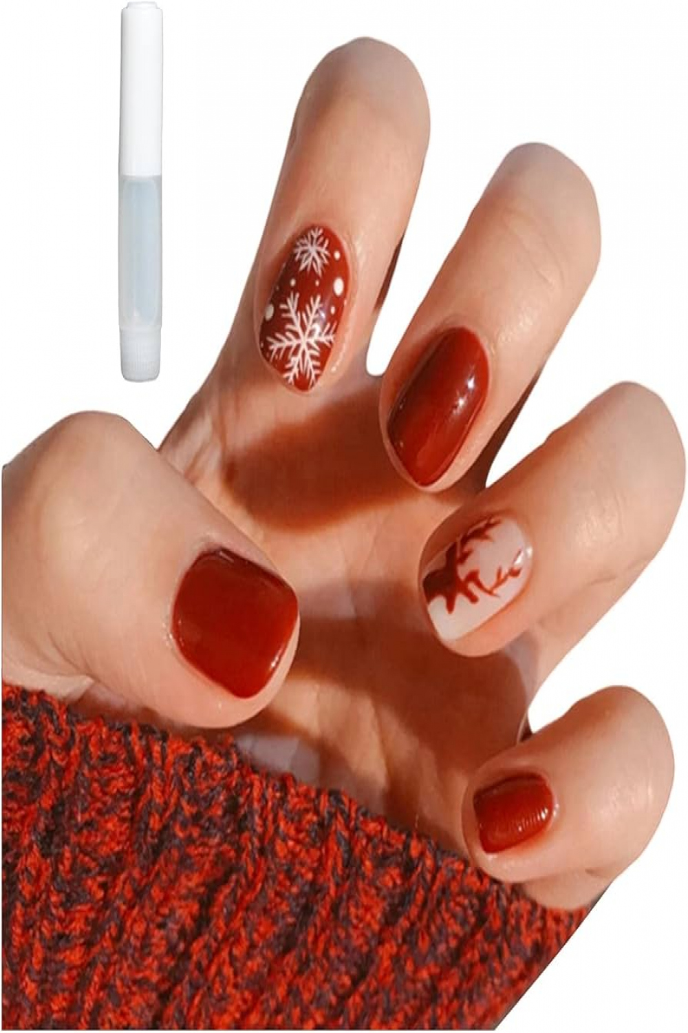 Christmas Fake Nails Christmas Tree Elk Glitter Snowflake Santa Press On  Nail Fake Nail Tips Christmas Nail Art For Manicure Nail Studio Home DIY