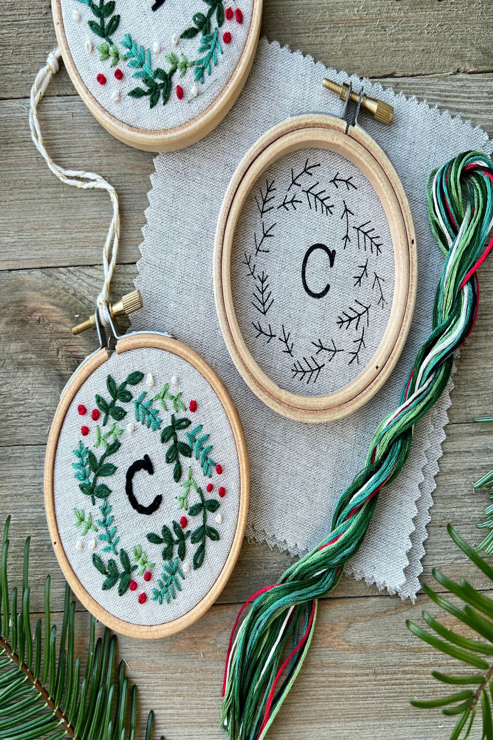 Christmas Ornament Monogram Kit DIY Embroidery Ornament Kit - Etsy