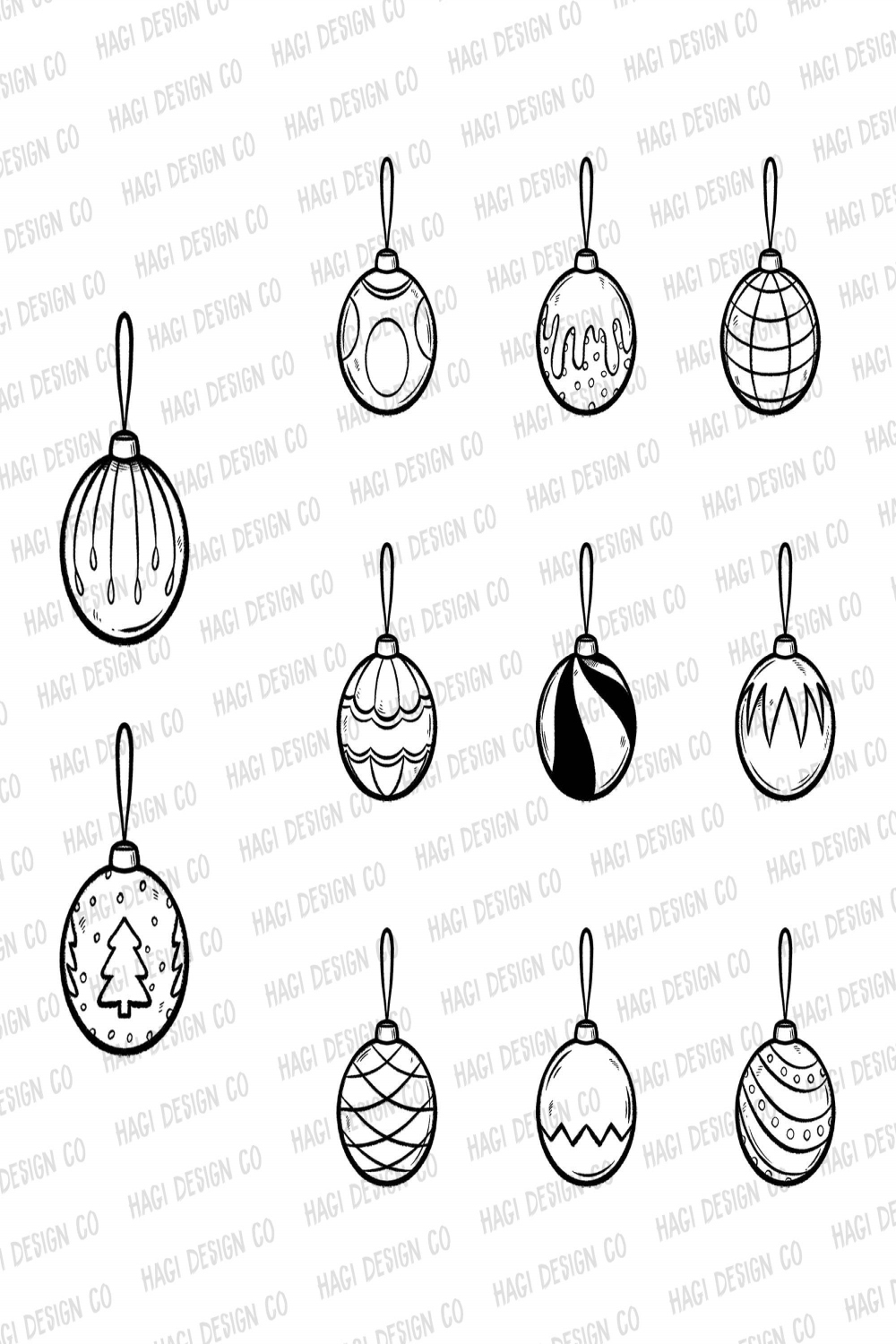 Christmas Ornaments Outline Christmas Ball Drawing Holiday - Etsy