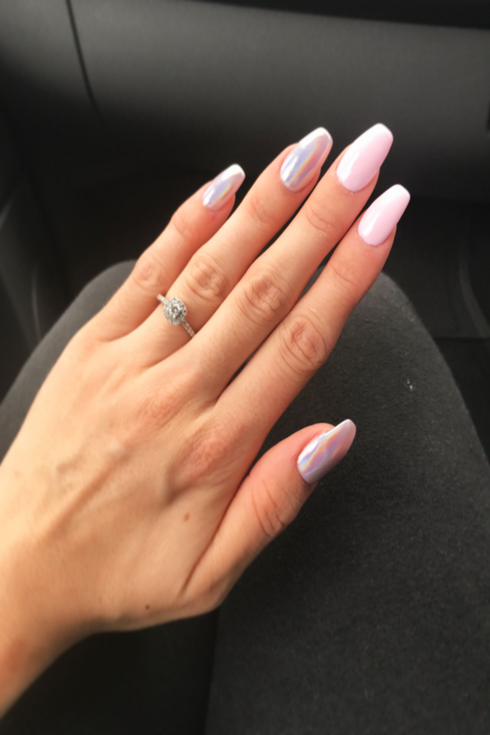 Chrome nails with ballet pink shellac  Nails, Nail colors, Pink