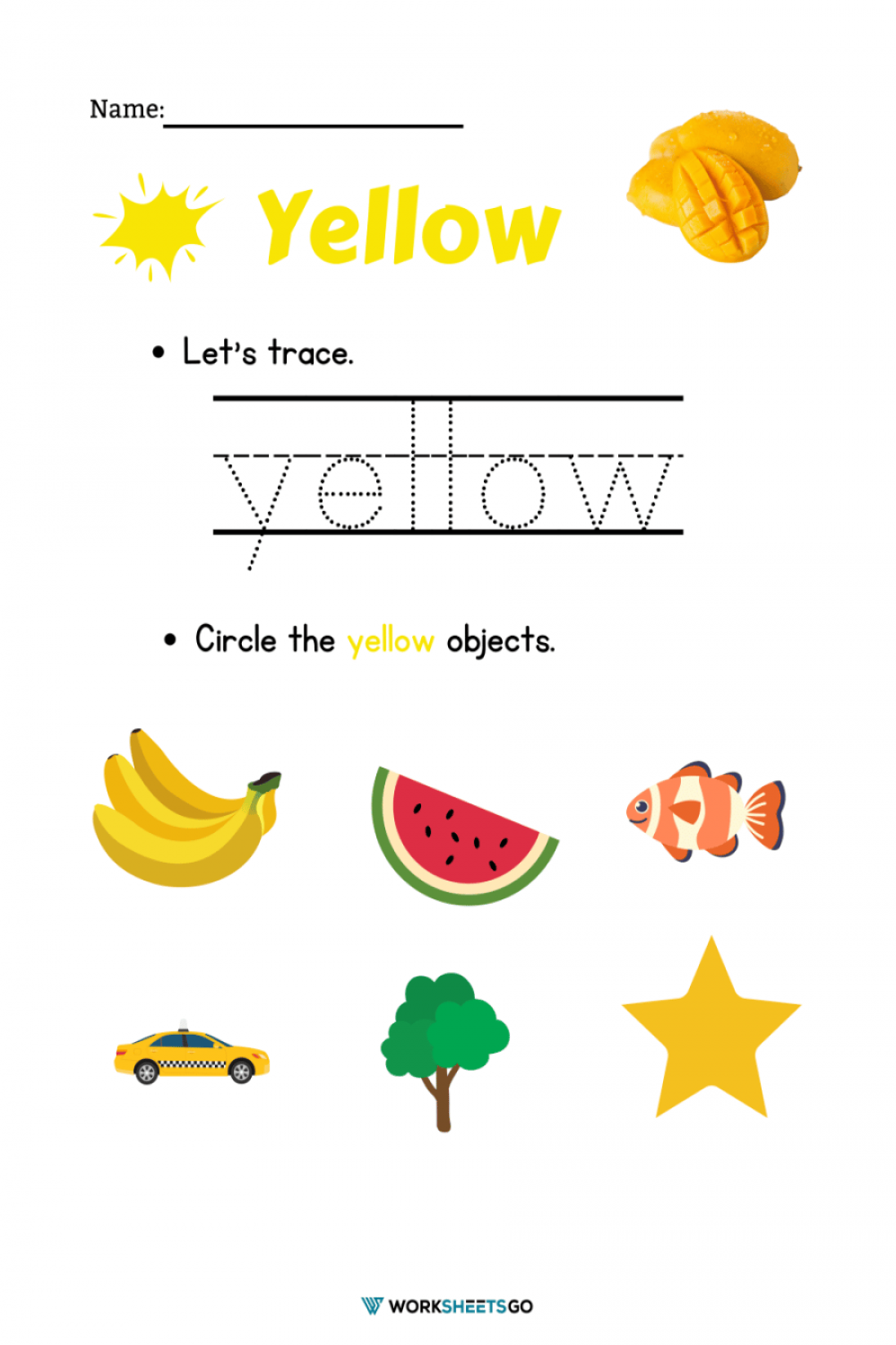 Color Yellow Worksheets  WorksheetsGO