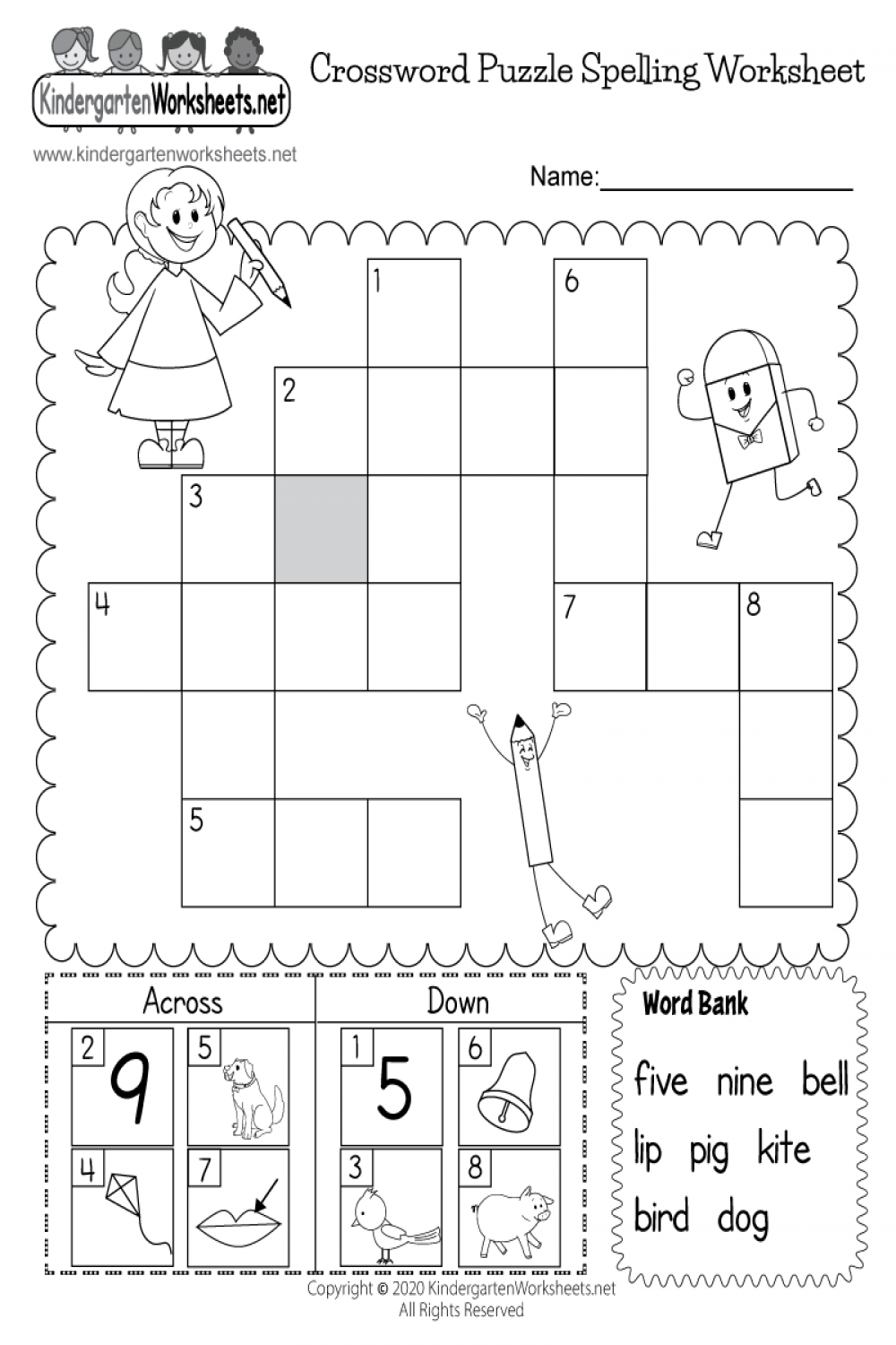 Crossword Puzzle Spelling Worksheet - Free Printable, Digital, & PDF