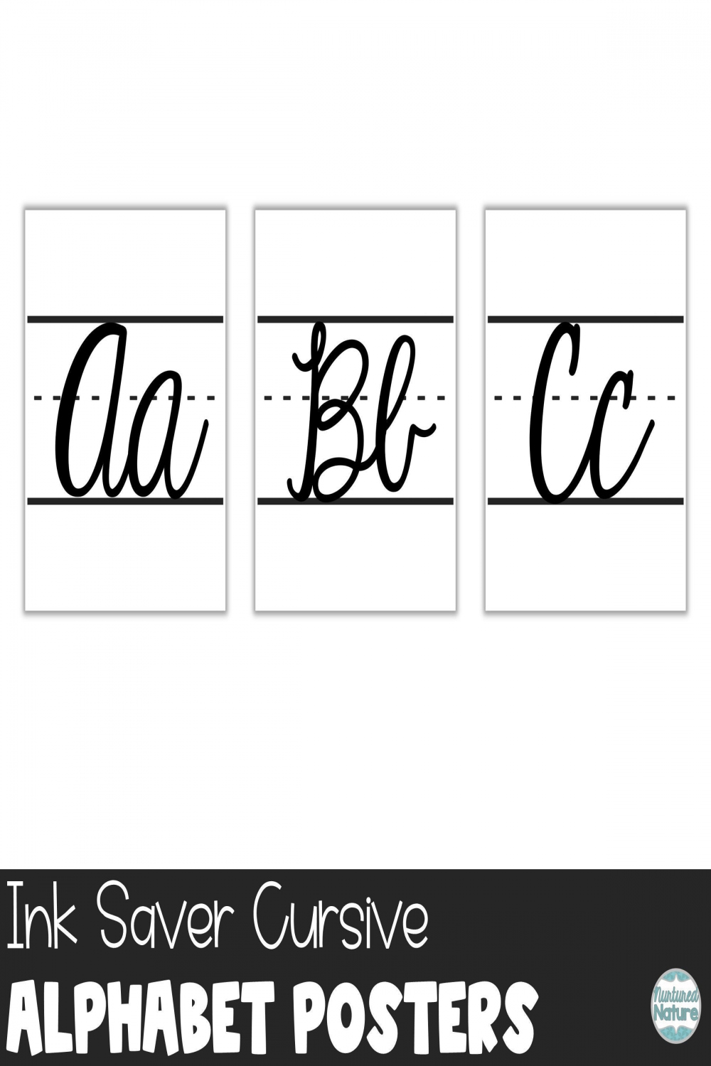 Cursive Alphabet ABC Poster Set Printable Classroom Decor Ink