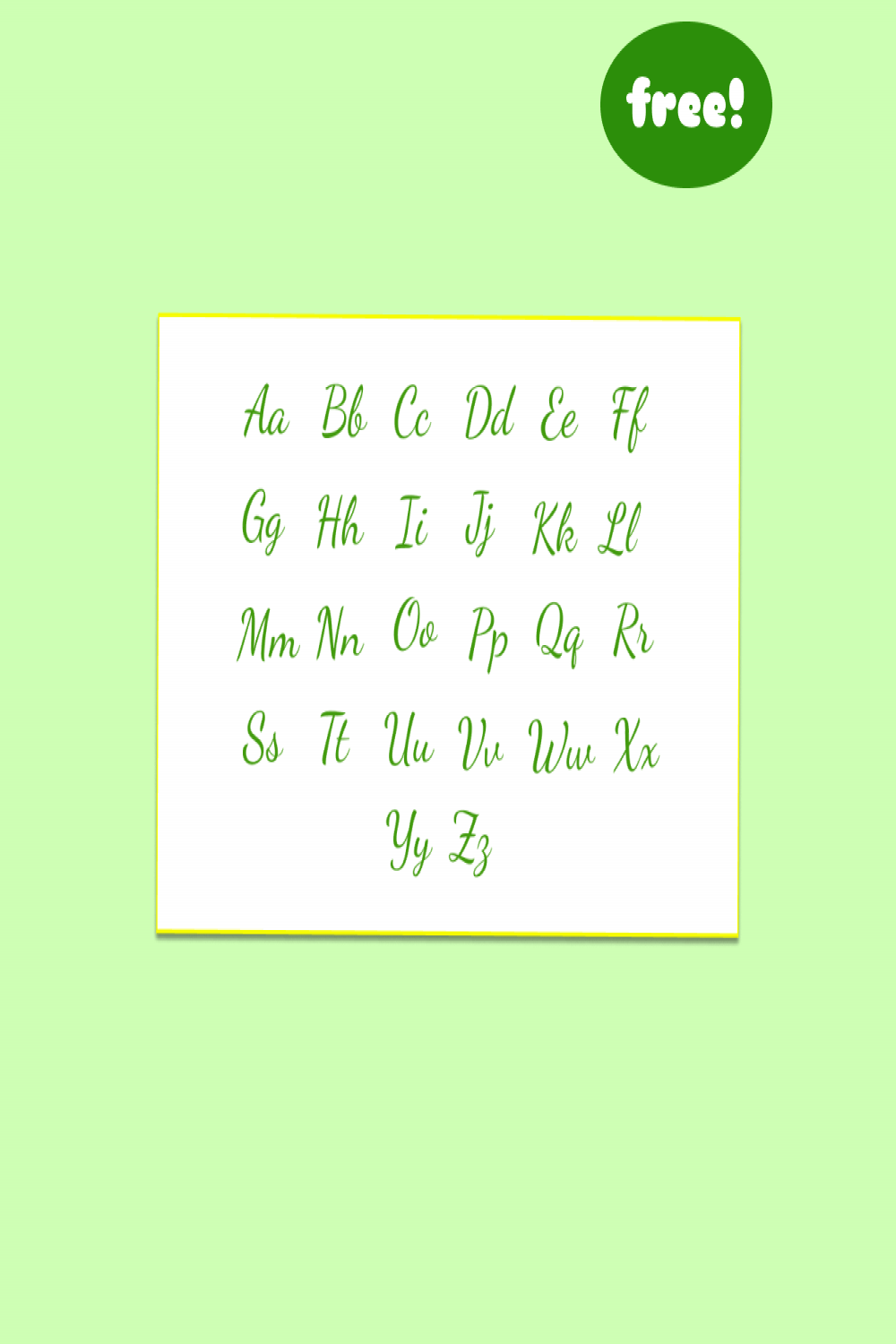 Cursive Alphabet Chart  Kids-Printables