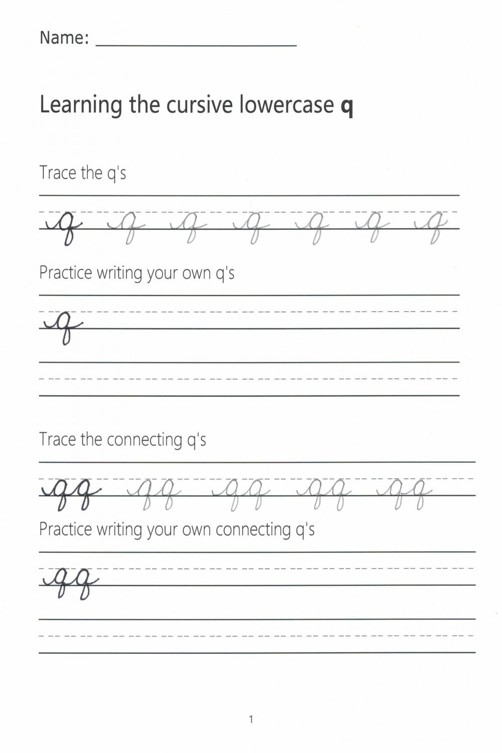 Cursive q – How to Write a Lowercase q in Cursive