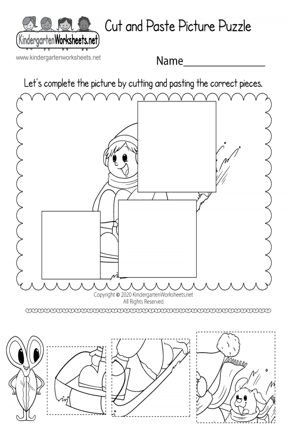 Cut and Paste Picture Puzzle Worksheet - Free Printable, Digital