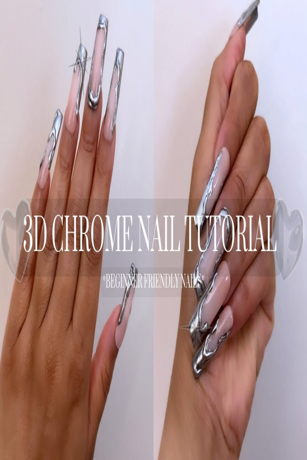 D Chrome Nail Tutorial  Molten Chrome Nail Trend Using Rhinestone Glue