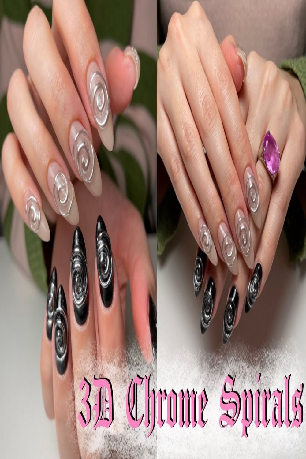 D Chrome Spirals  Nail Art Tutorial