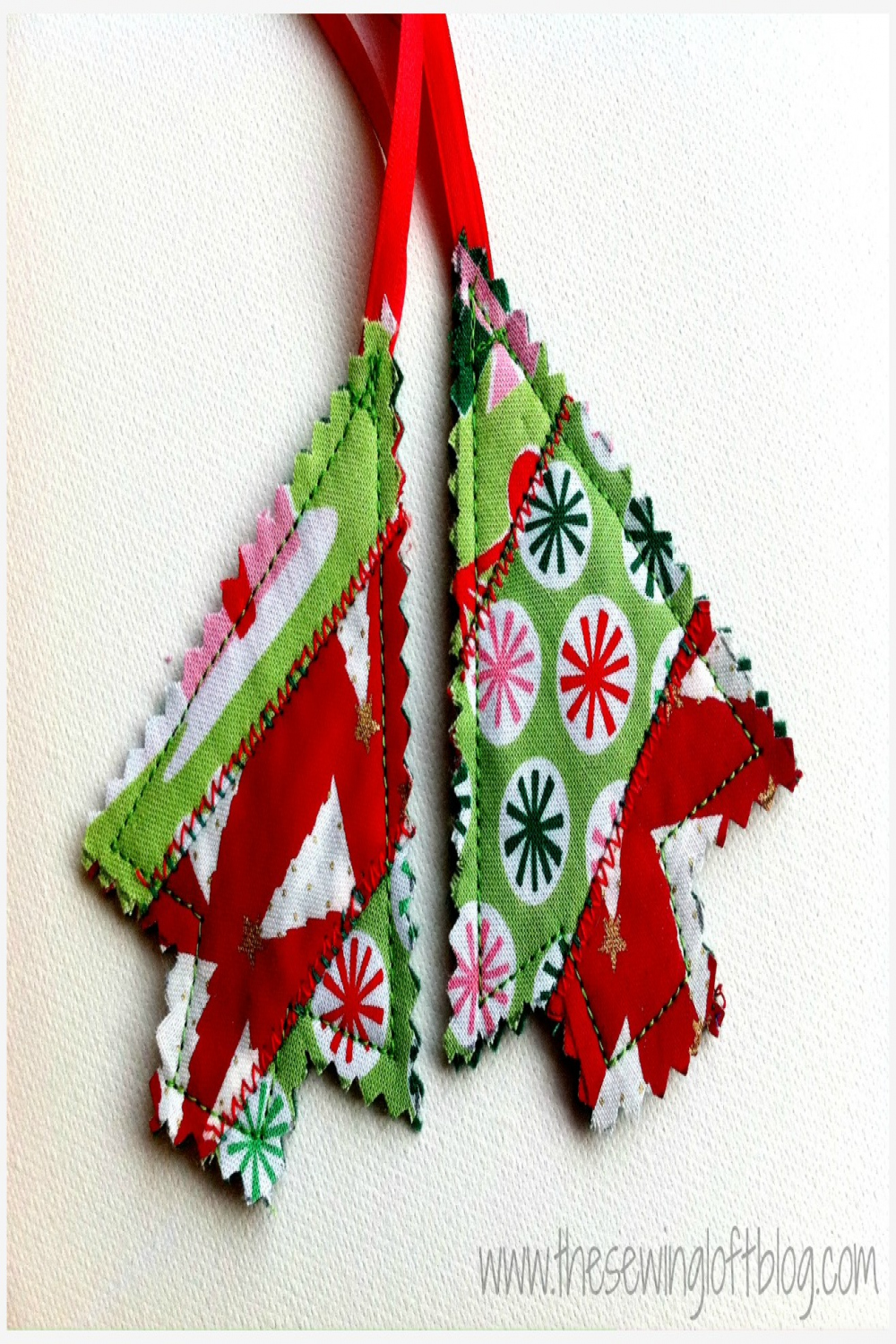 Easy Holiday Ornaments made from fabric scraps  Quilted Trees