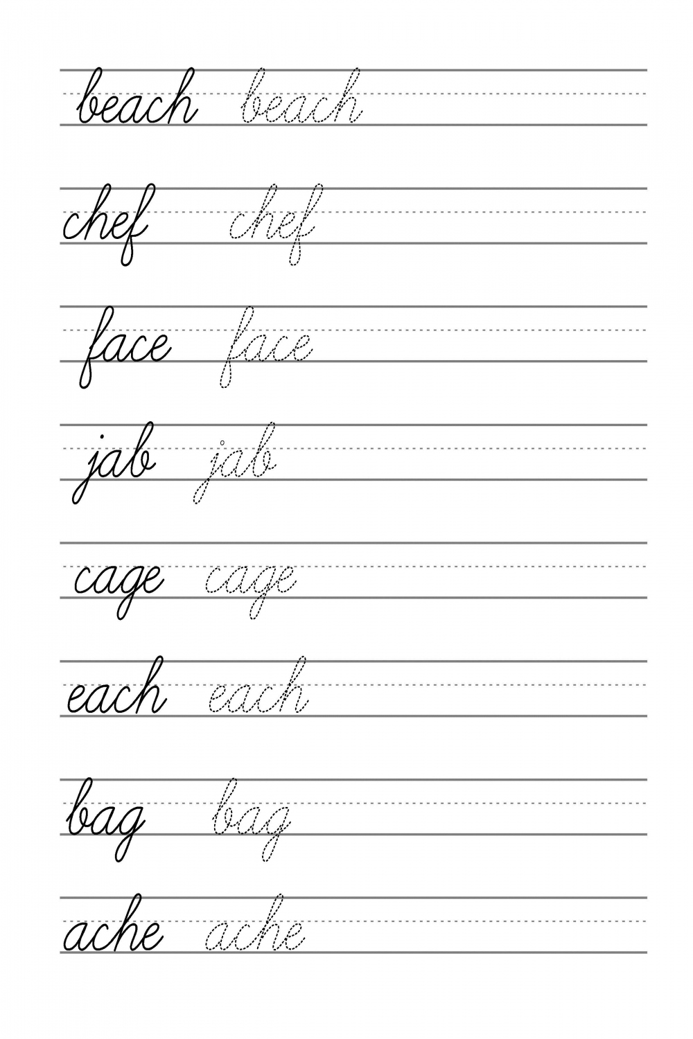 Free beginning cursive - writing template Part   Cursive writing