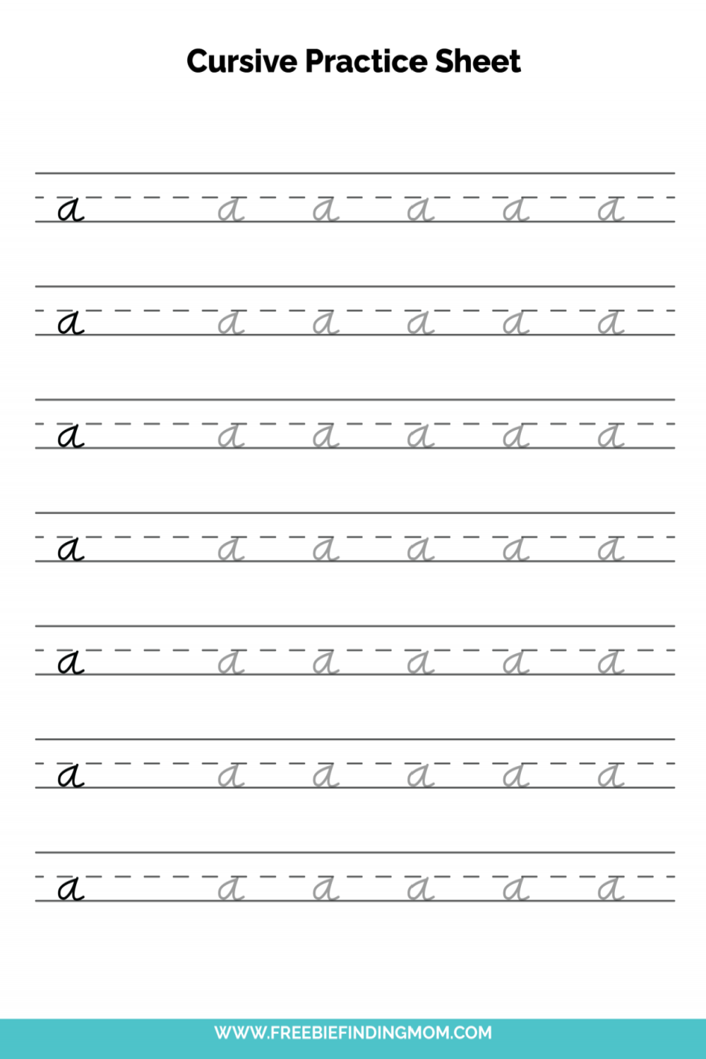 Free Printable Lowercase Cursive Letter A Practice Sheet PDF