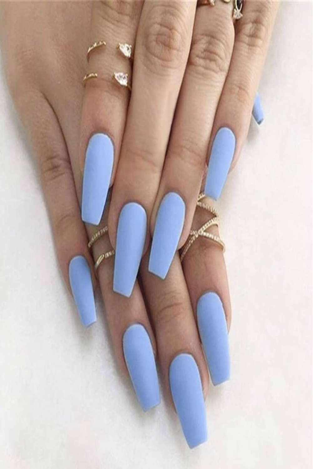 Genglass Coffin Fake Nails Matte Blue False Nail, Pure Colour