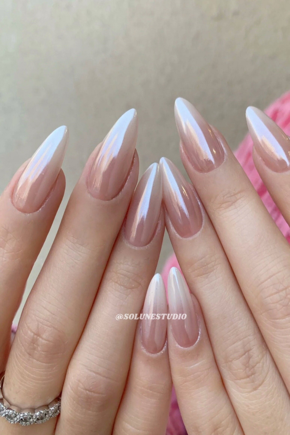 Glasierte Donut Ombre Press On Nail, Nude Chrome Press On Nails, Almond  Press On Nail, Luxury Nail Press On, Ombre Press On Nail, Hochzeitsnagel