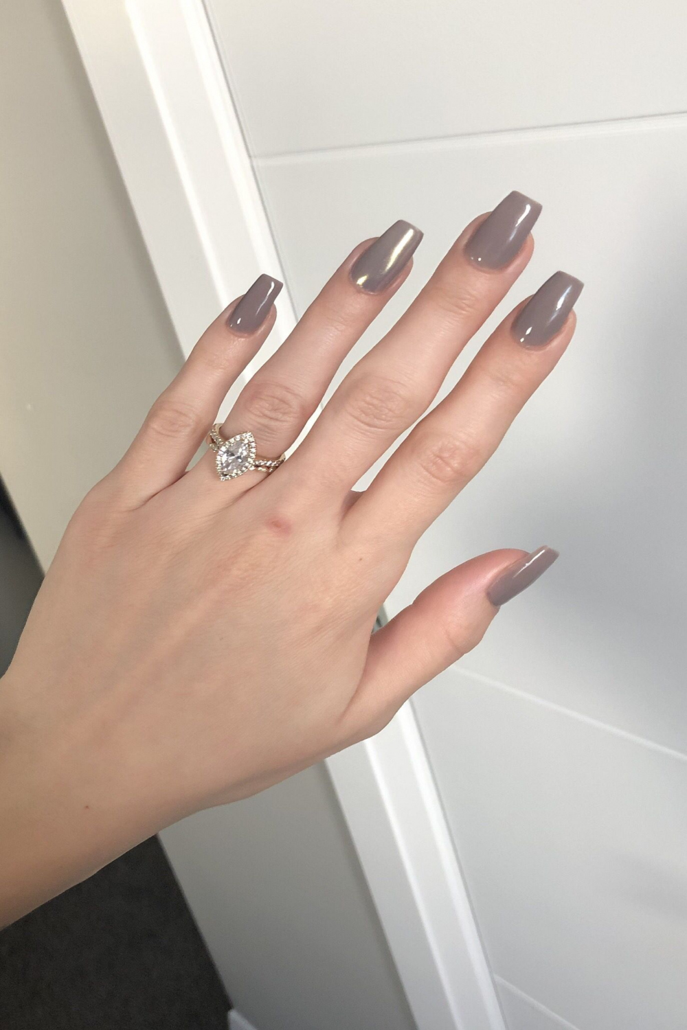 Greige chrome nails  Beige nails, Grey gel nails, Pale nails